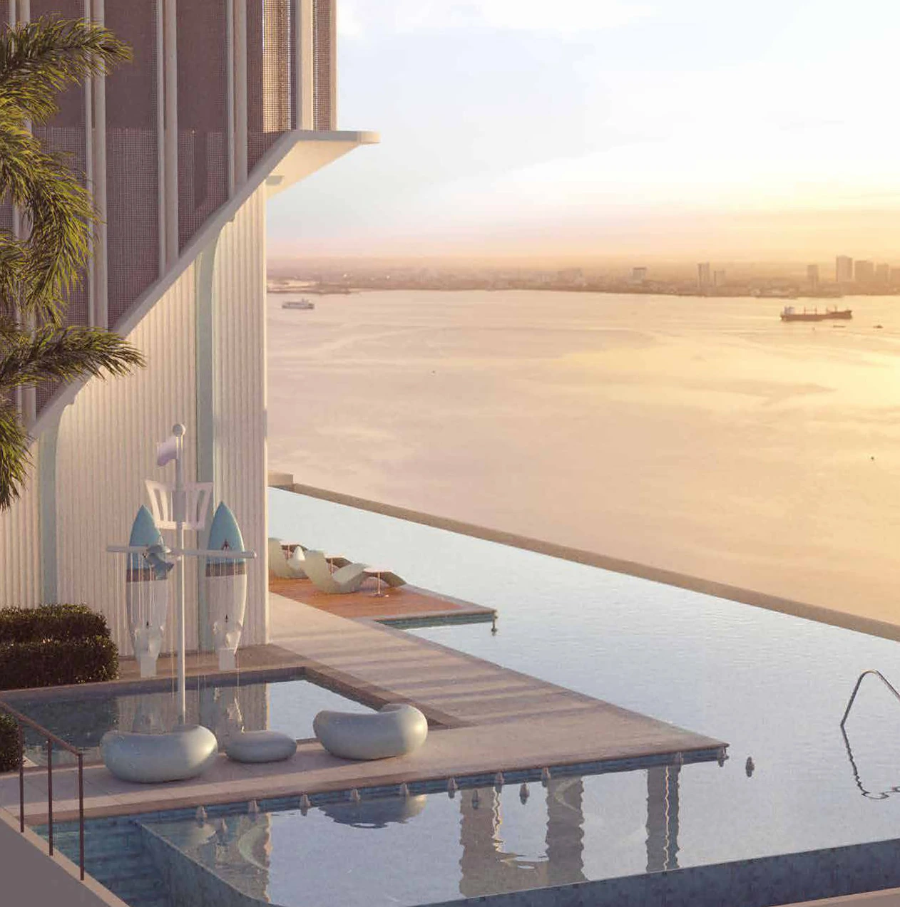 Artist's impression of the Phase 2 sky pool at sunset